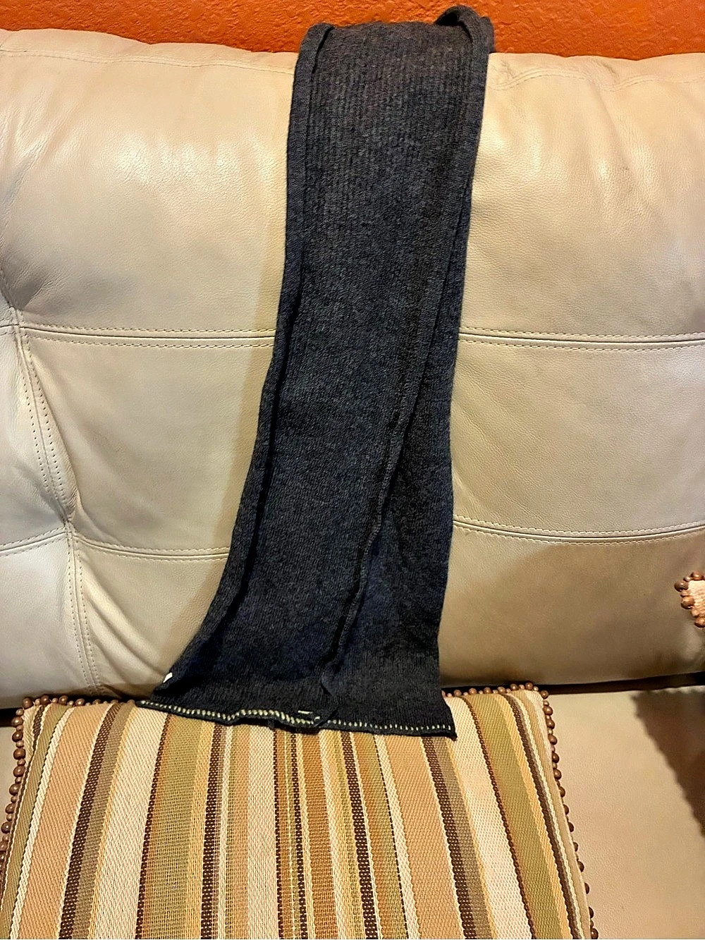 Lululemon Wool-Blend Knit Logo Scarf Gray & Black